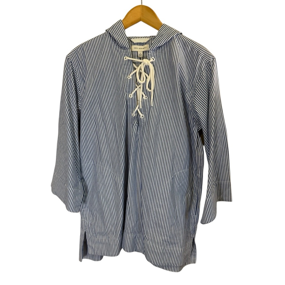 Free Assembly Organic Cotton Nautical Preppy Beach Surf Lace-Up Top/Jacket sz S